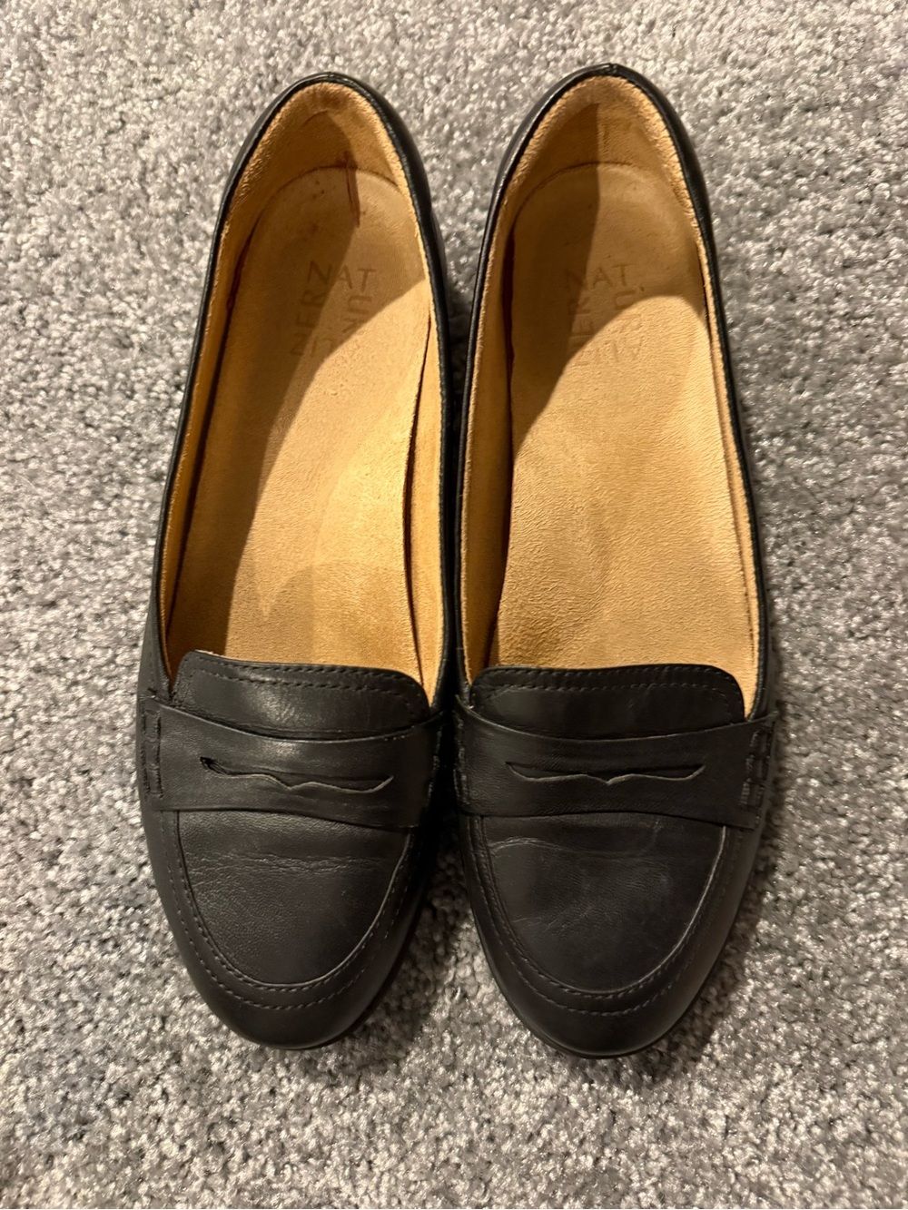 Naturalizer Black Leather Loafers Flat
